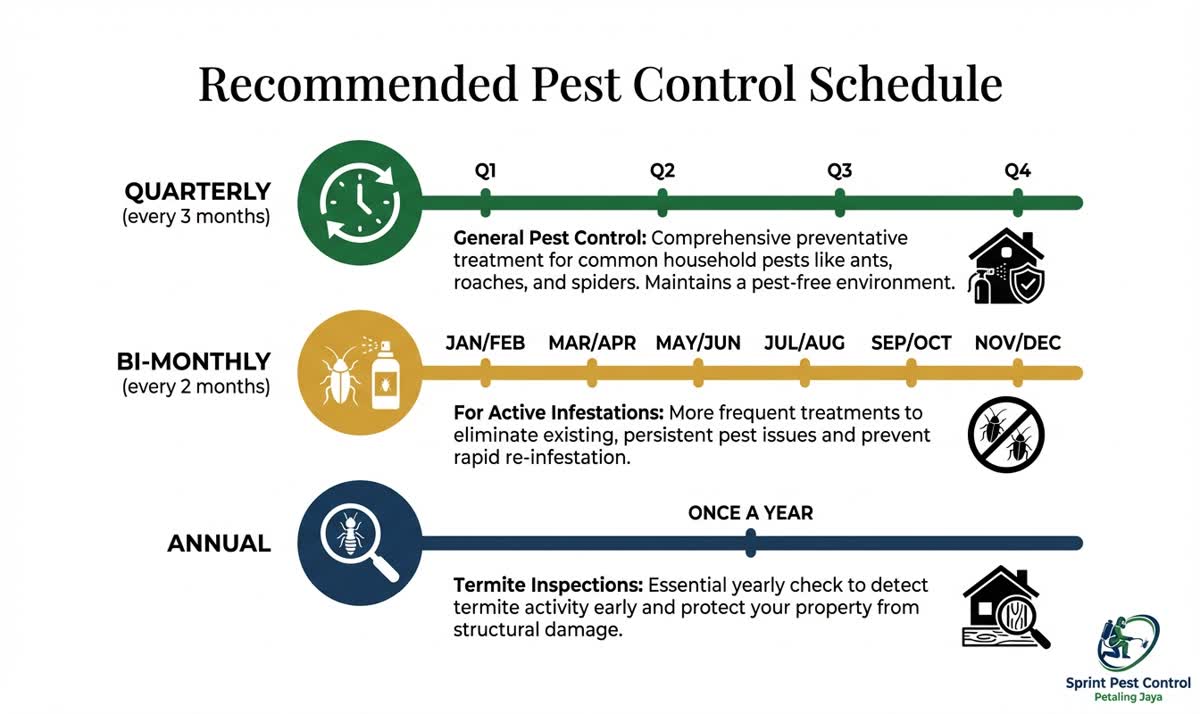 Recommended pest control schedule infographic